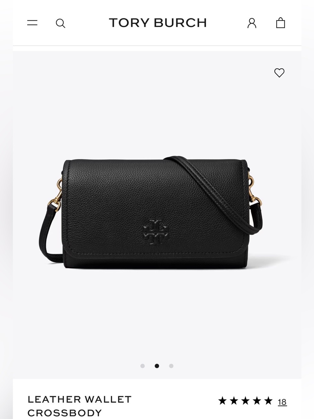 Tory Burch Black Pebbled Leather Crossbody